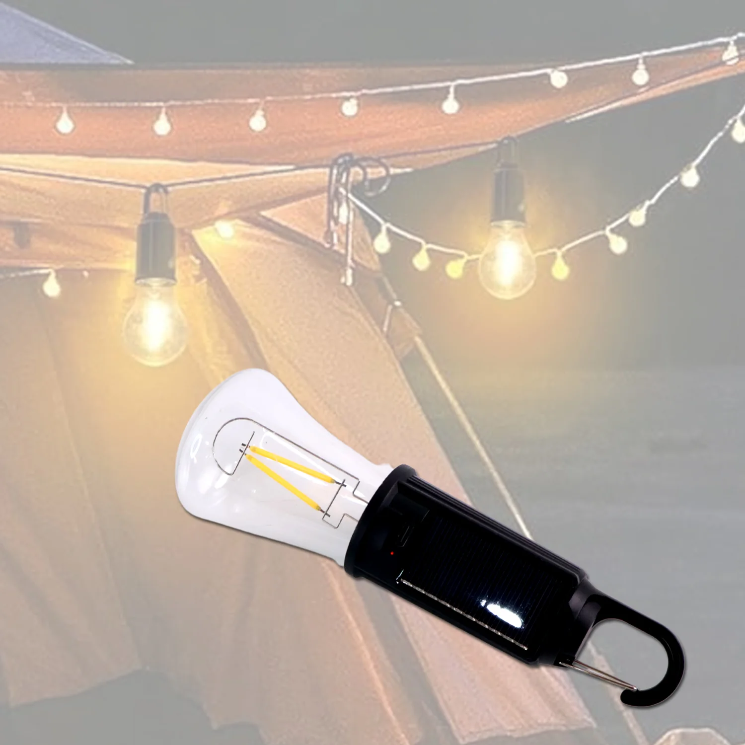 Solar & USB Rechargeable LED Hanging Camping Bulb Lantern Light (1 Pc) - Image 4