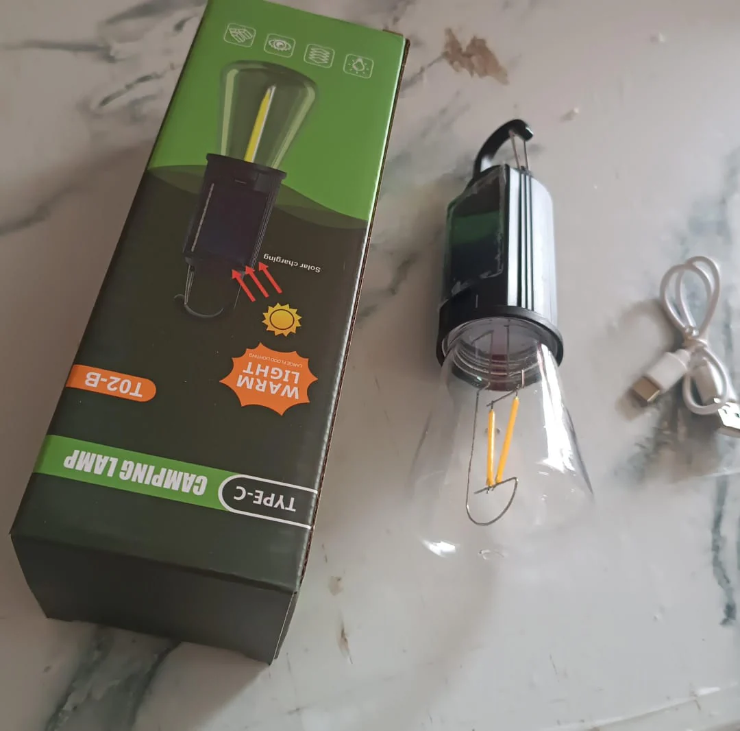 Solar & USB Rechargeable LED Hanging Camping Bulb Lantern Light (1 Pc) - Image 7