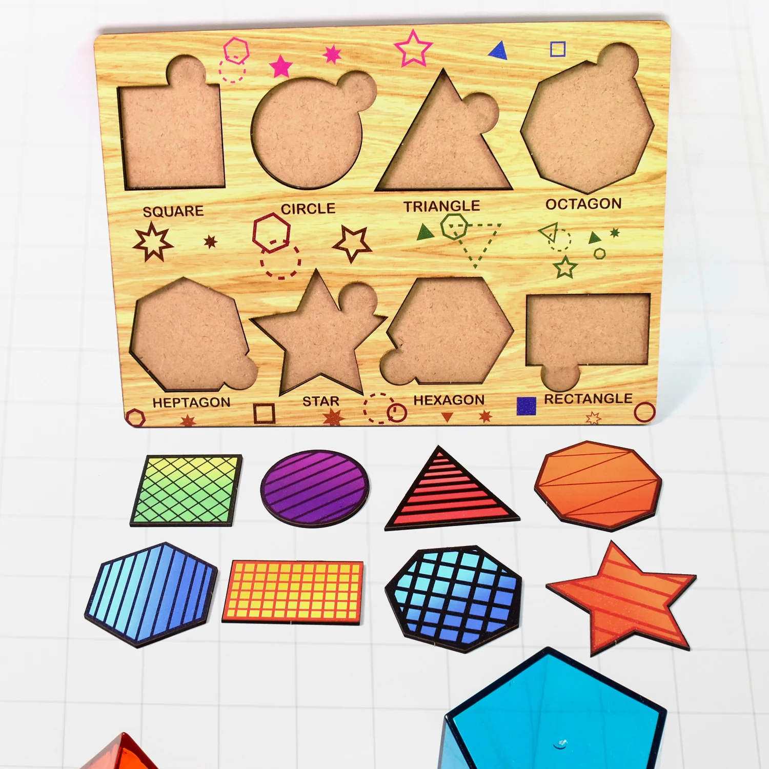 Wooden Triangles Puzzle Learning Educational Board (1 Set / 28×20 Cm) - Image 3