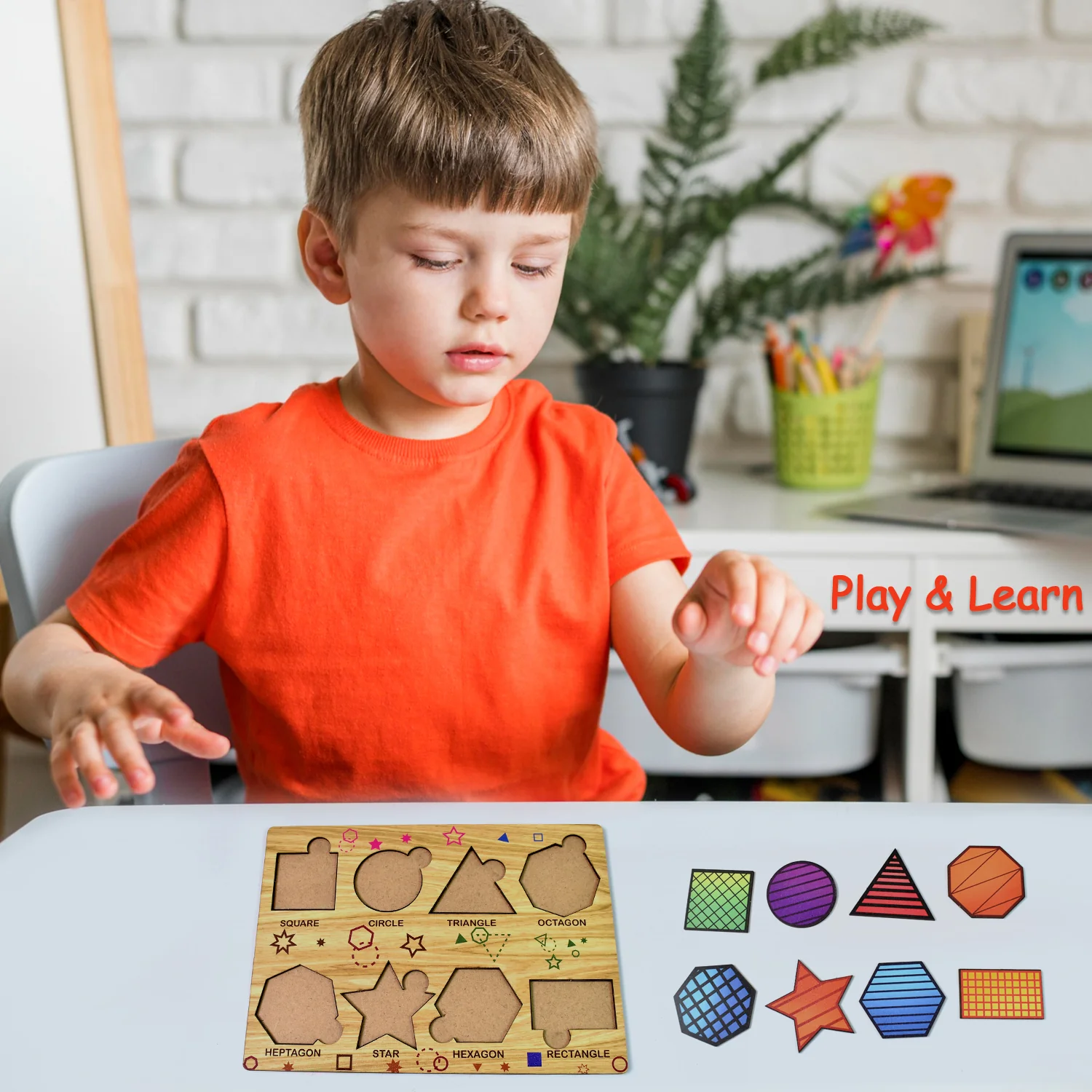Wooden Triangles Puzzle Learning Educational Board (1 Set / 28×20 Cm) - Image 4