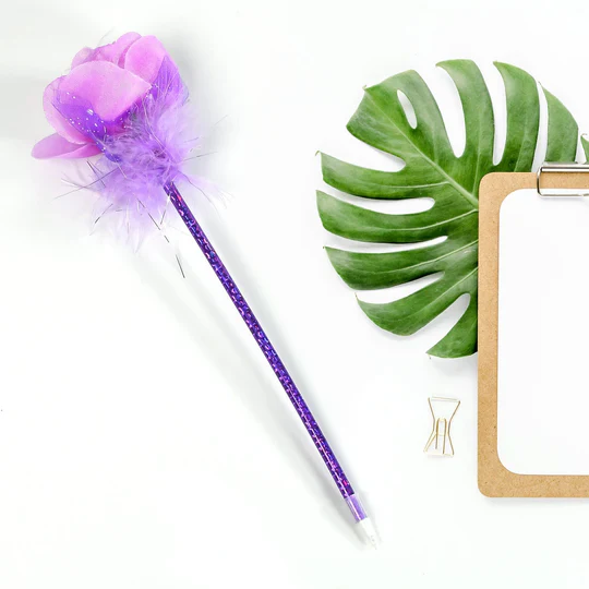 FASHION ROSE FLOWER & STAR DESIGN BALL PEN SMOOTH WRITING ( SET OF 5PC) - Image 5