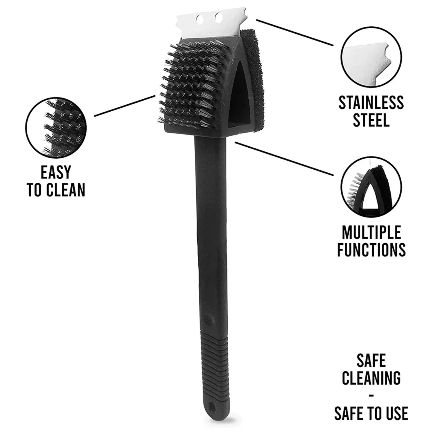 Black 2 Side Use Brush Scarp Cleaning Brush &  Wire Brush for Garage Use - Image 11