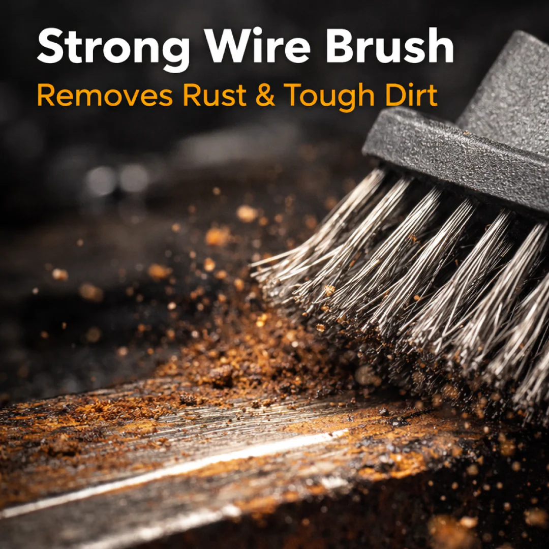 Black 2 Side Use Brush Scarp Cleaning Brush &  Wire Brush for Garage Use - Image 4