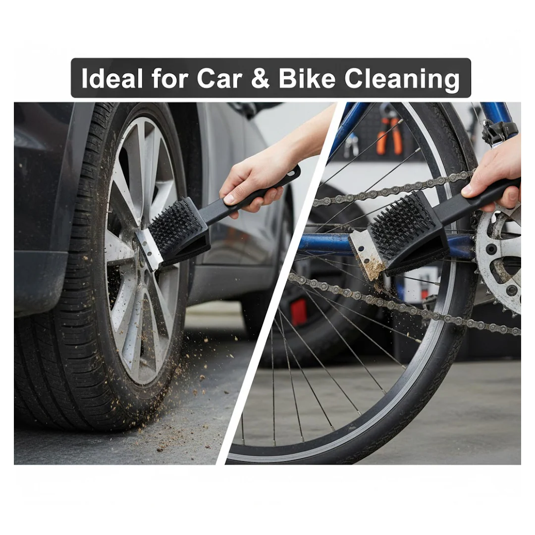 Black 2 Side Use Brush Scarp Cleaning Brush &  Wire Brush for Garage Use - Image 5