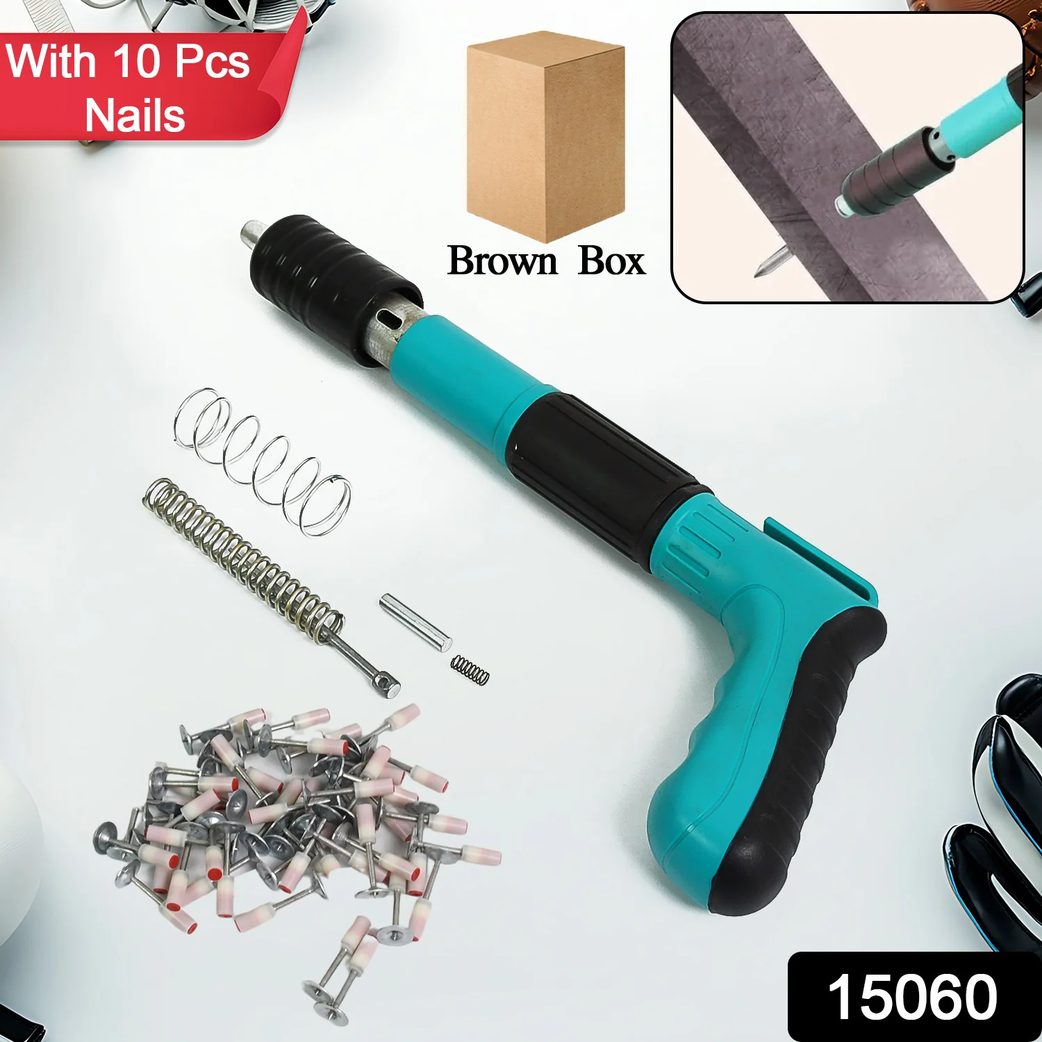 Manual Steel Nails Gun, Nail Wall Fastening Tool with 10 Nails (1 Set) - Image 2