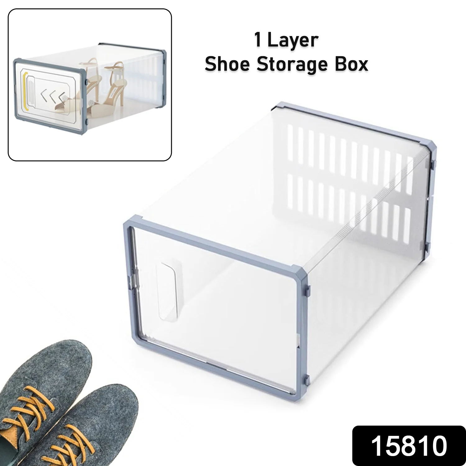 Plastic Stackable Shoe Storage Box (1 Pc) - Image 2