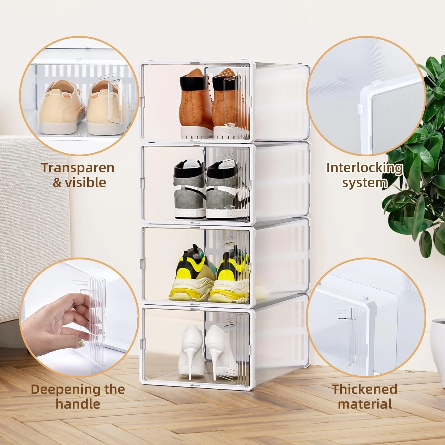 Plastic Stackable Shoe Storage Box (1 Pc) - Image 6