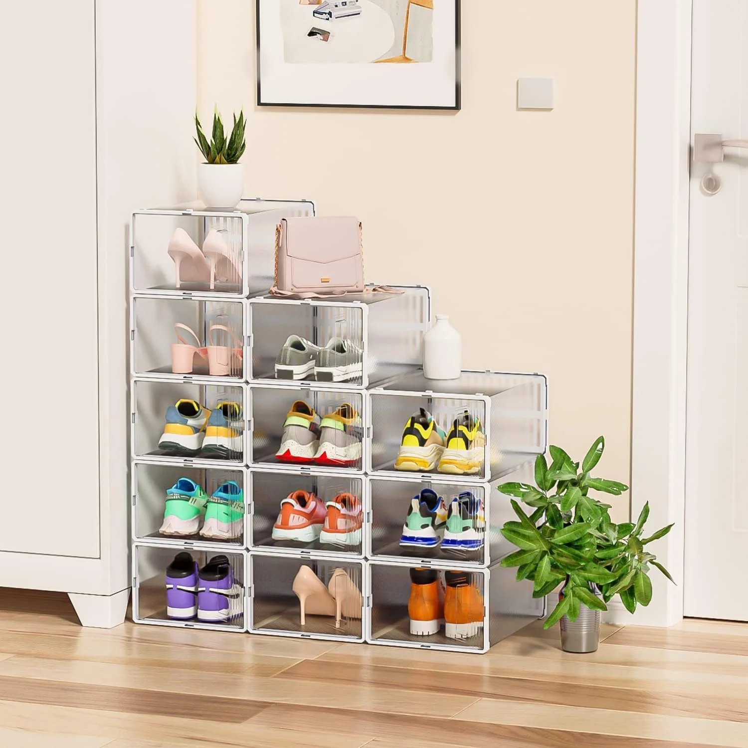 Plastic Stackable Shoe Storage Box (1 Pc) - Image 8