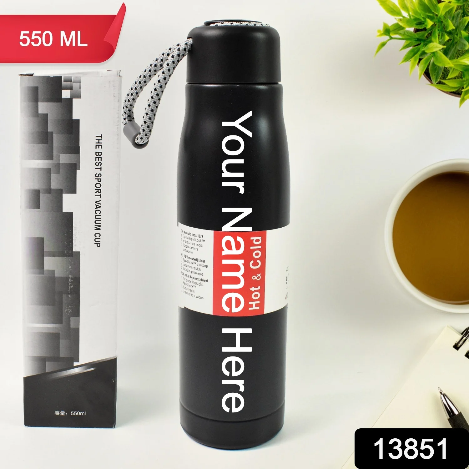 Customized / Personalized Double Wall Vacuum Insulated Water Bottle (550 ML) - Image 2