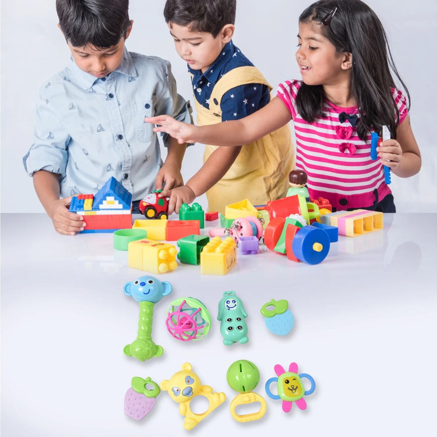 Kinder Rattles & Teething Set – Non-Toxic Shake & Grab Baby Toys (8 Pcs Set) - Image 4