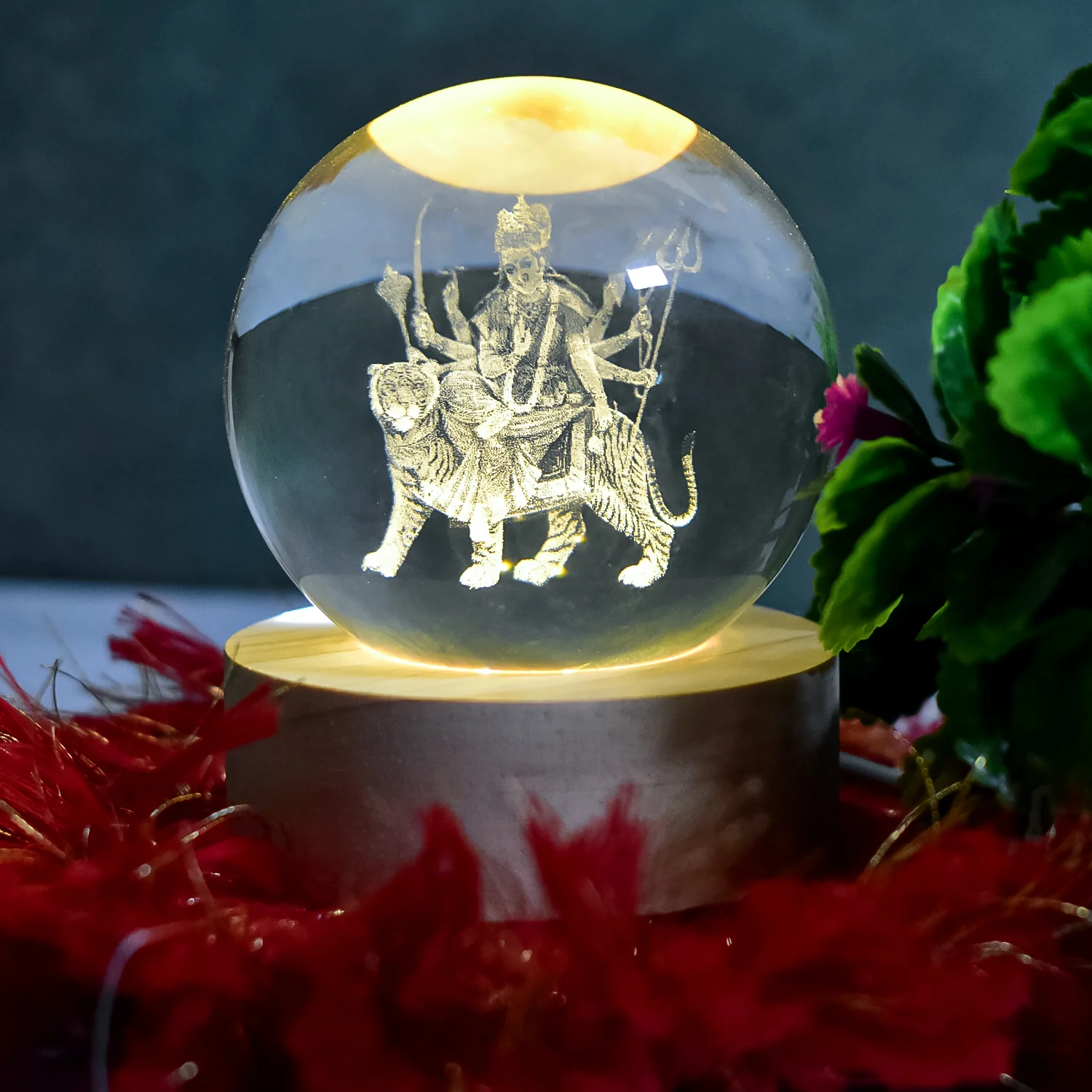 Ambaji 3D Crystal Ball lamps With Base (1 Pc) - Image 5