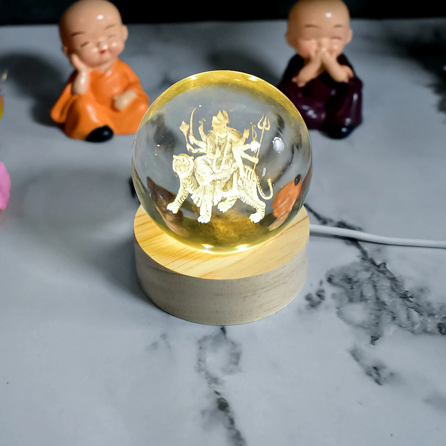 Ambaji 3D Crystal Ball lamps With Base (1 Pc) - Image 6