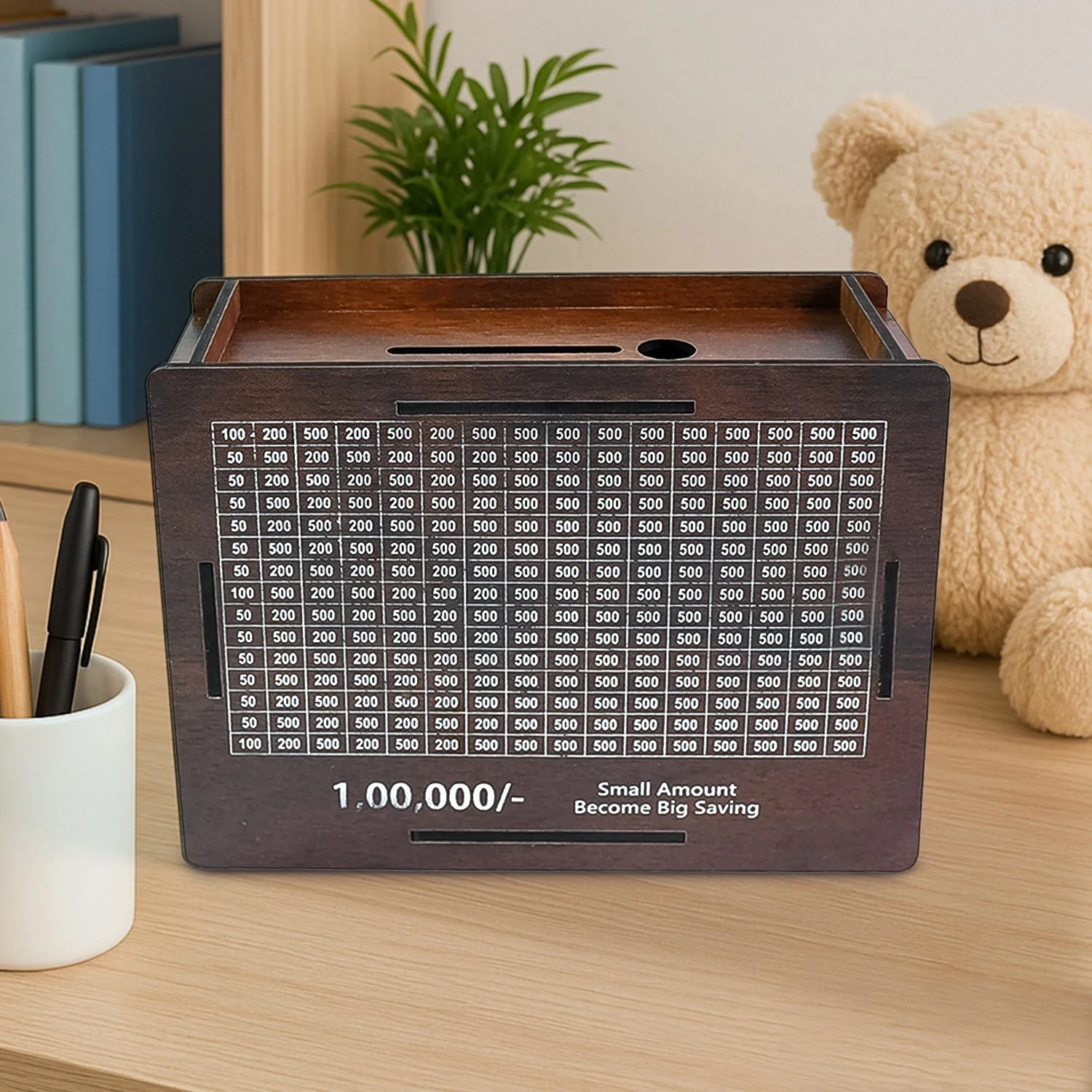 Wooden Money / Piggy Bank, Money Box (1 Pc / Pen Not Included) - Image 3