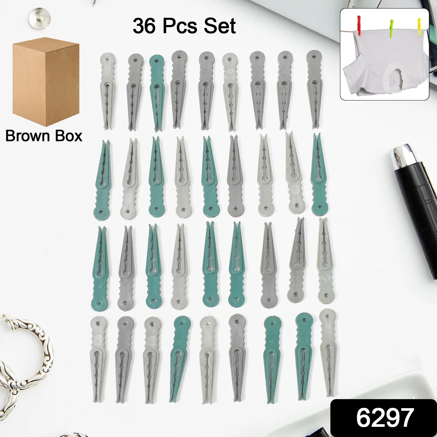 36Pcs MULTIPURPOSE PLASTIC CLOTH HANGING PEGS / CLIPS - 36 PCS - Image 2