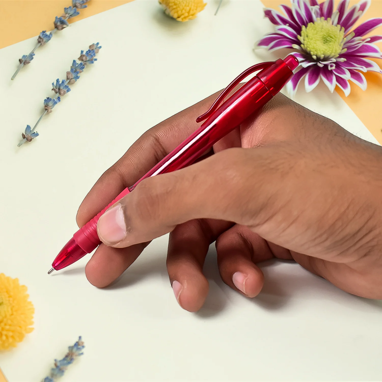 Red Colour Gel Pen Set, Set of 12 Pcs - Image 3