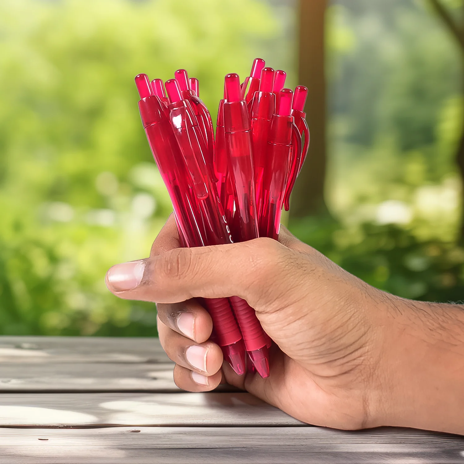Red Colour Gel Pen Set, Set of 12 Pcs - Image 4