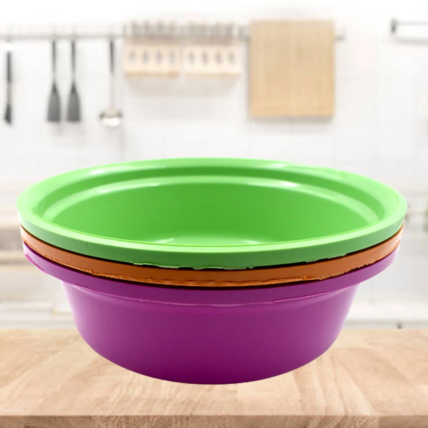 Household Storage Plastic Round Bowl / Tub / Basket / Bucket set - Pack of 3 - Image 3