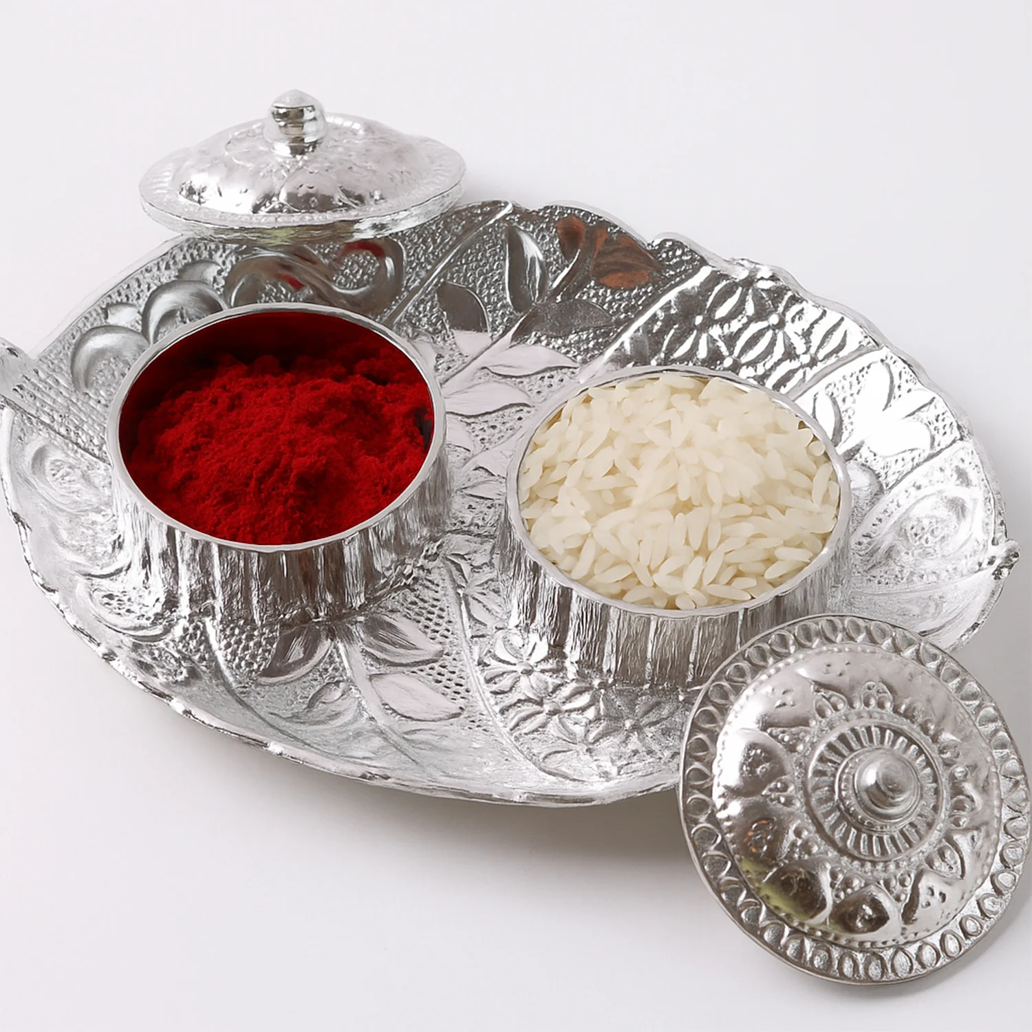 Leaf Shape Special Puja Thali (1 Pc / Mix Design) - Image 3