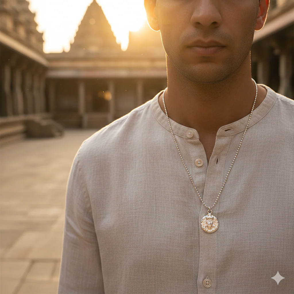 Hanuman faceLocket With Chain, Pendant Necklace Chain (1 Pc) - Image 3