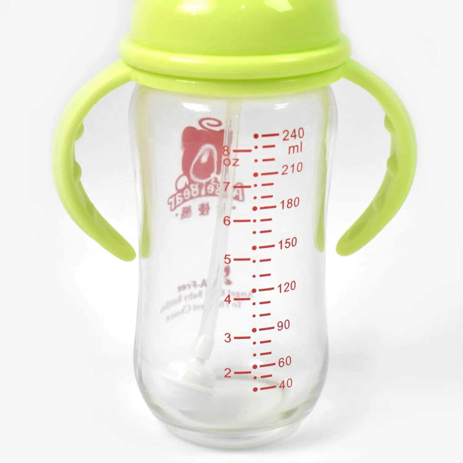 Glass Baby Feeding Bottle with Handles & Straw (240 ML / 1 Pc) - Image 4