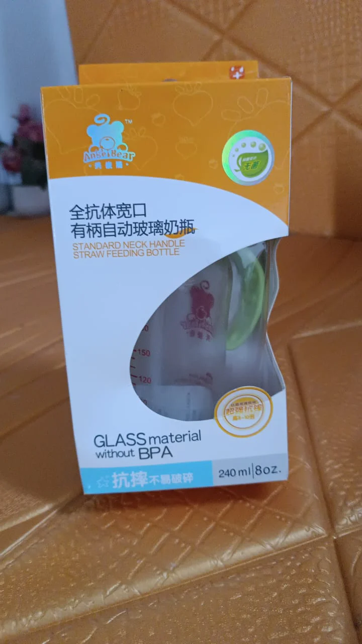 Glass Baby Feeding Bottle with Handles & Straw (240 ML / 1 Pc) - Image 8