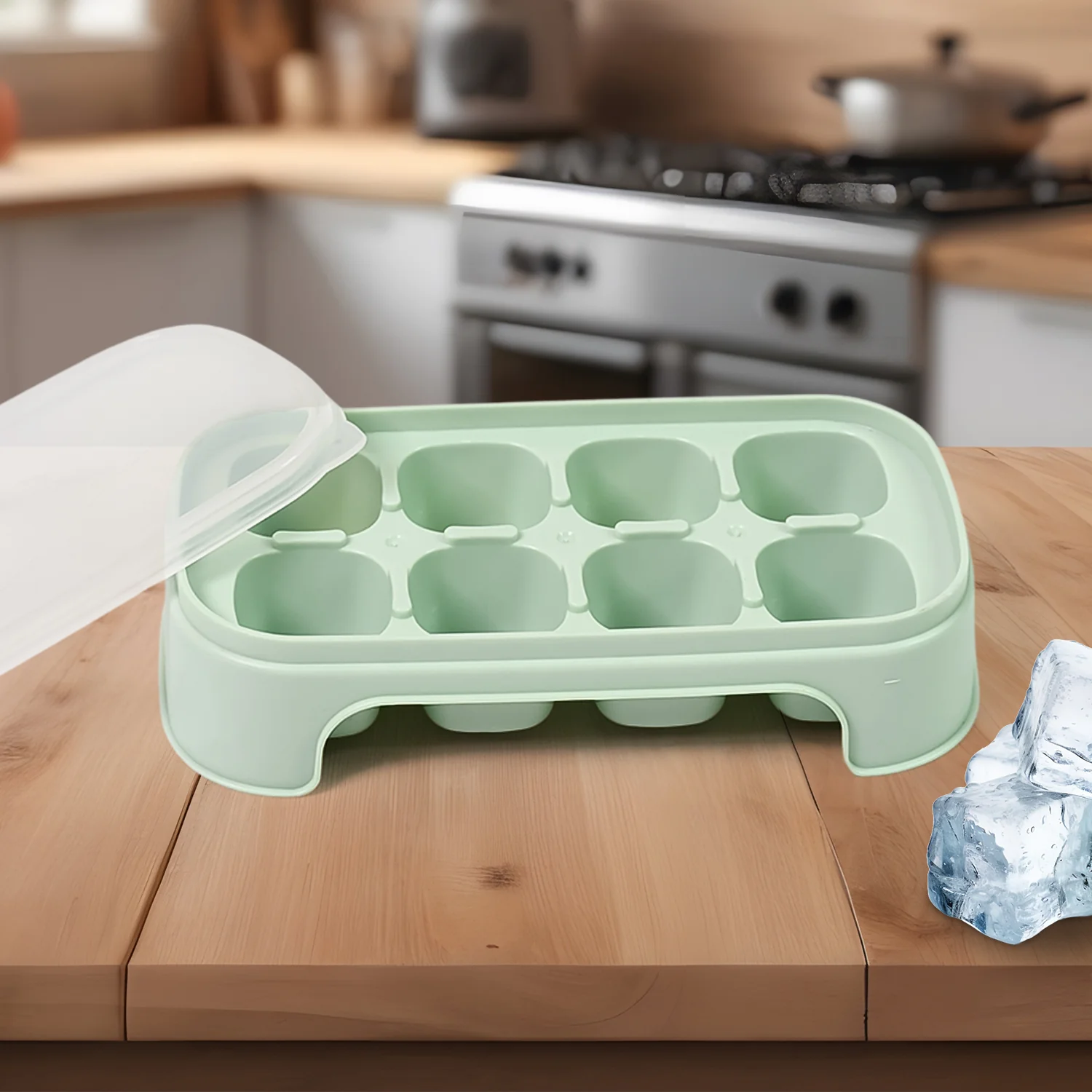 Ice Mold, 8 Grid Food Grade Portable Plastic Ice Tray (1 Pc / 15×8 Cm) - Image 4
