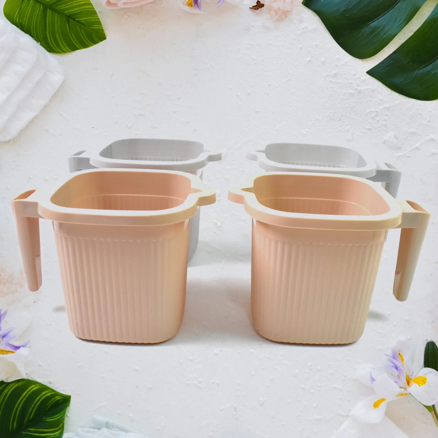 Plastic Square Bath Water Mug (4 Pc / 1000 ML / Mix Color) - Image 2