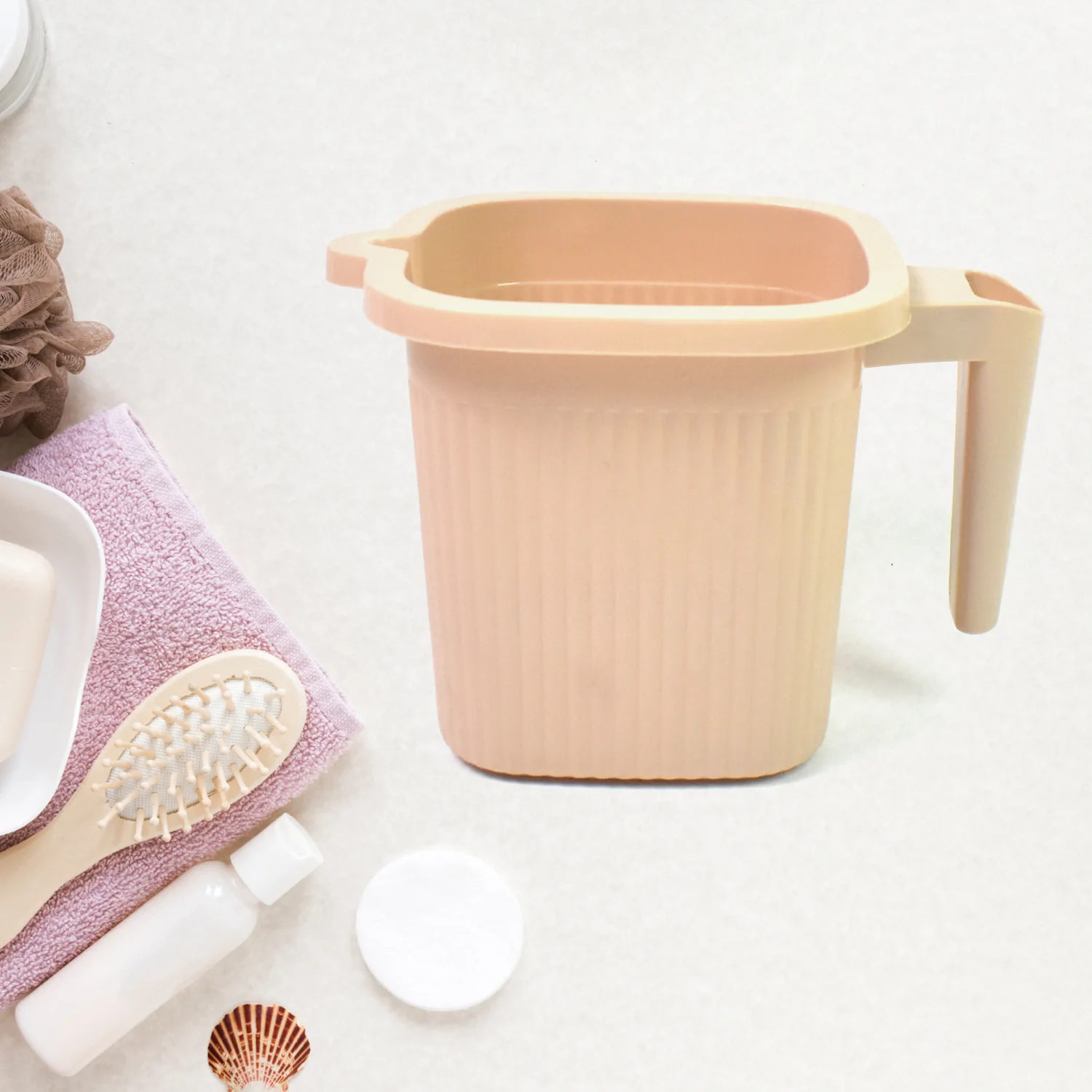 Plastic Square Bath Water Mug (4 Pc / 1000 ML / Mix Color) - Image 7