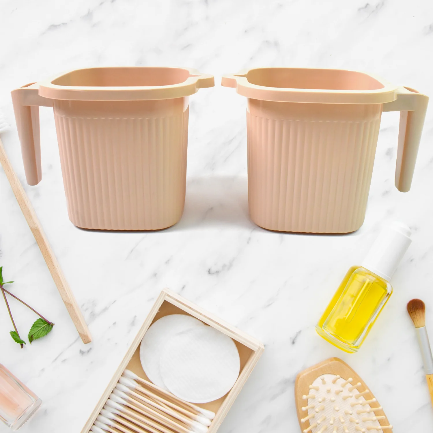 Plastic Square Bath Water Mug (4 Pc / 1000 ML / Mix Color) - Image 8