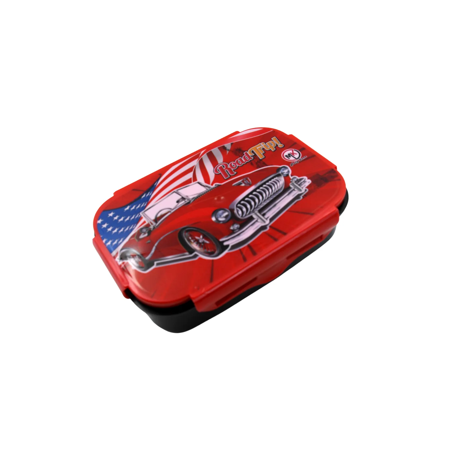 Beautiful Car Design Printed Plastic Lunch Box With Inside Small Box & Spoon for Kids, Air Tight Lunch Tiffin Box for Girls Boys, Food Container, Specially Designed for School Going Boys and Girls - Image 3