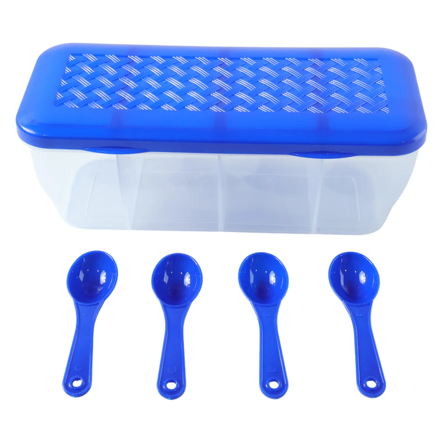 Kitchen Airtight 4-Section Storage Container / Pickle Jar 4 Spoons (1 Pc / Mix Color) - Image 5