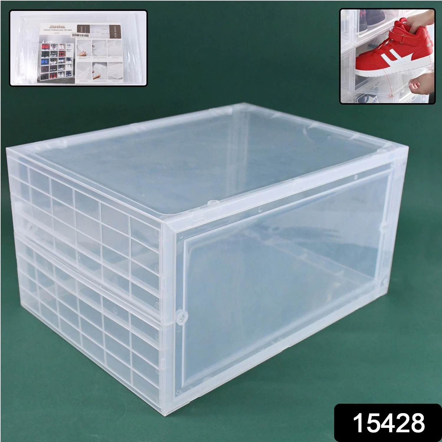 Shoe Storage Box, Shoe Box Clear Plastic Stackable (1 Pc) - Image 2