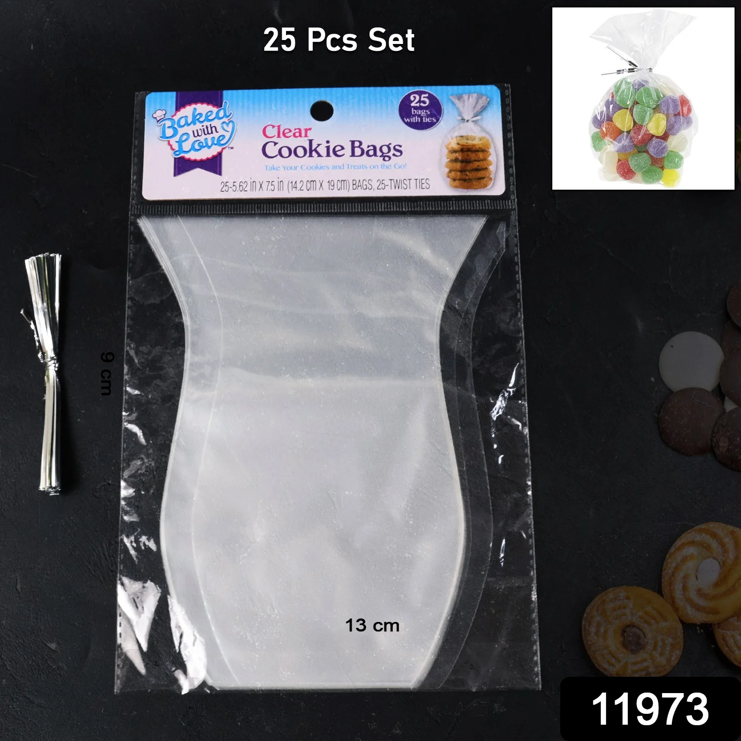 Clear Cookie Bags, Gift Bag Clear Flat Treat Bags (25 Pcs Set) - Image 2