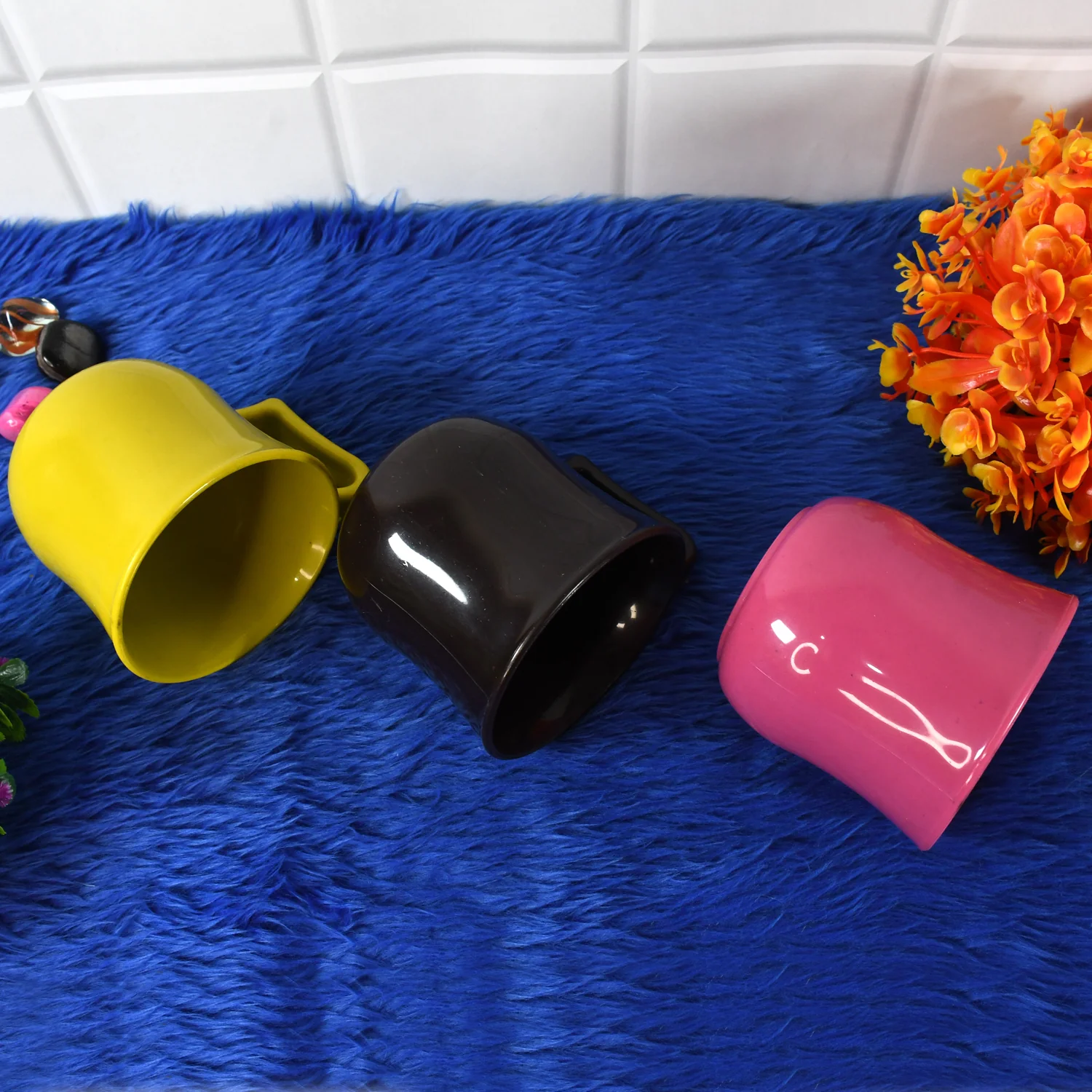 Customized Premium Plastic Coffee/Tea Mug with Handle (1 Pc, Mix Color) - Image 7