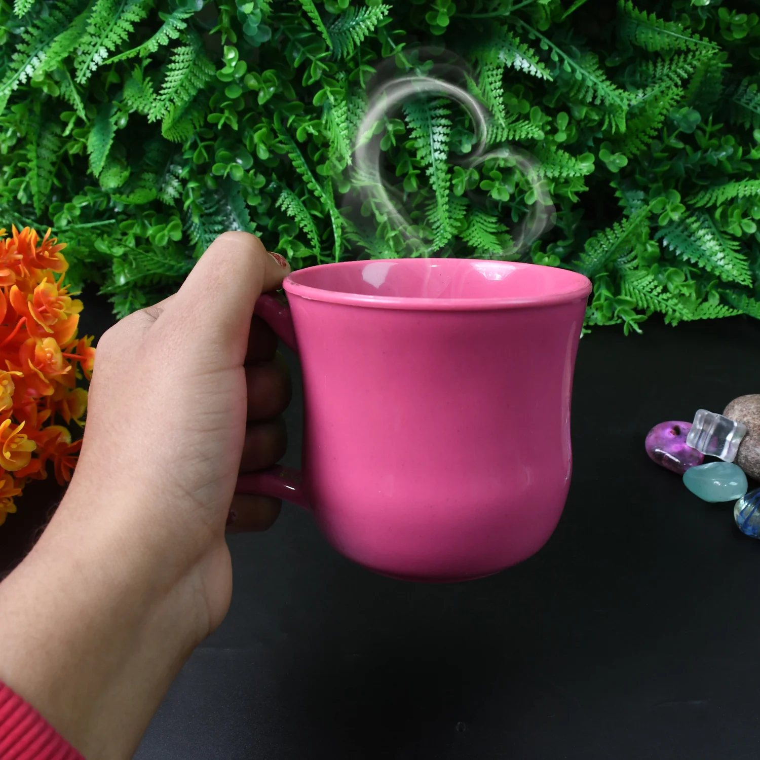 Customized Premium Plastic Coffee/Tea Mug with Handle (1 Pc, Mix Color) - Image 9
