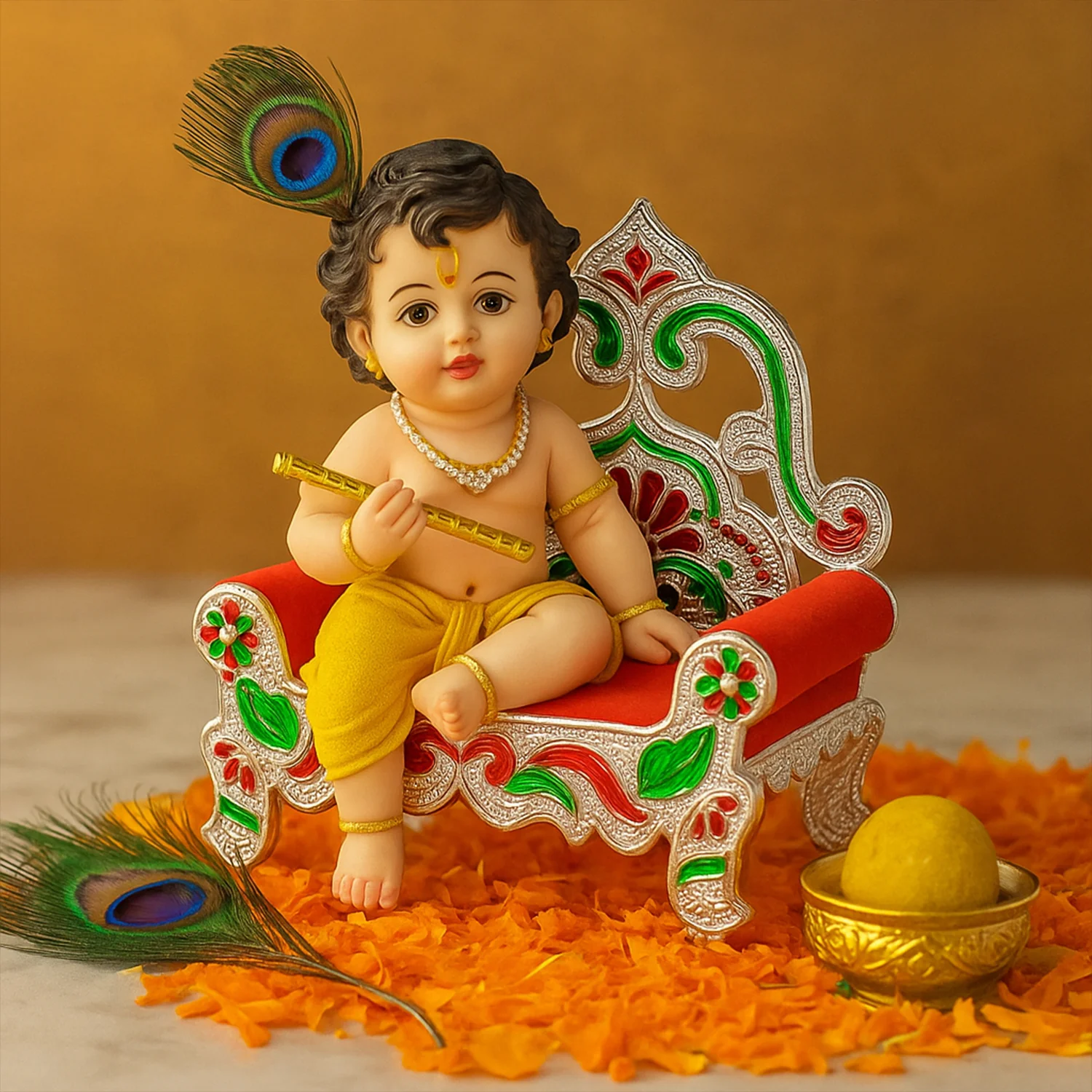 Plastic Decorative Small Singhasan for Laddu Gopal, Krishna Ji or Ganesha Idol (1 Pc) - Image 6