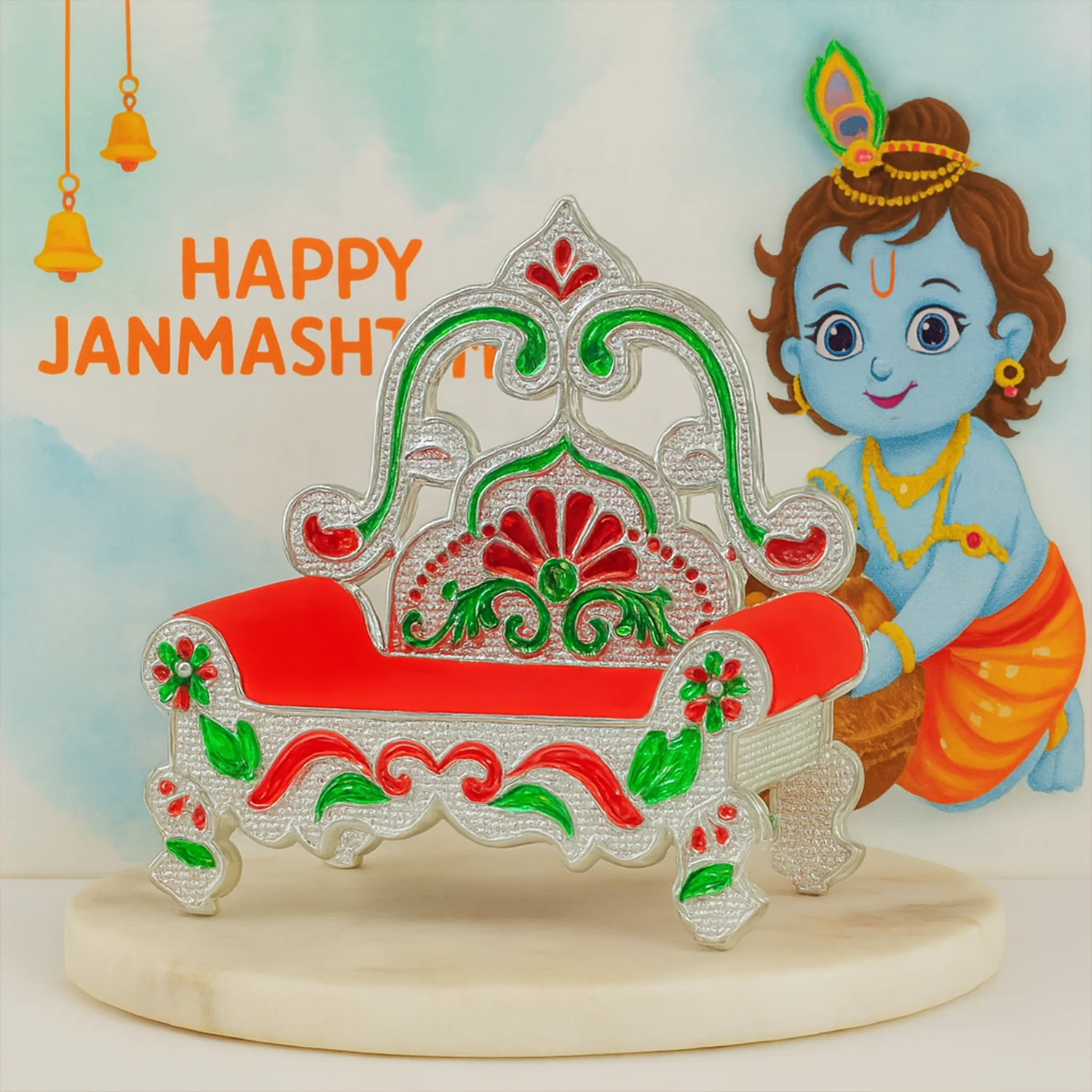 Plastic Decorative Small Singhasan for Laddu Gopal, Krishna Ji or Ganesha Idol (1 Pc) - Image 7