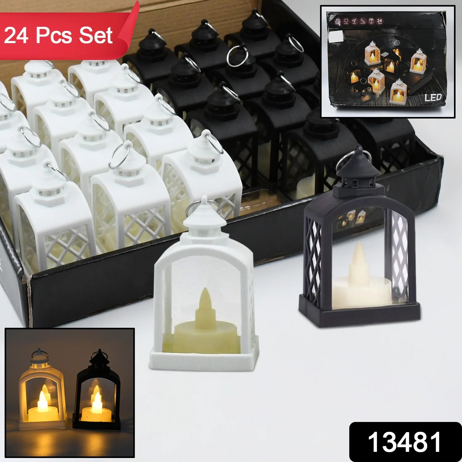 Smokeless Led Light Lantern Lamp, Diwali (24 Pcs Set) - Image 2