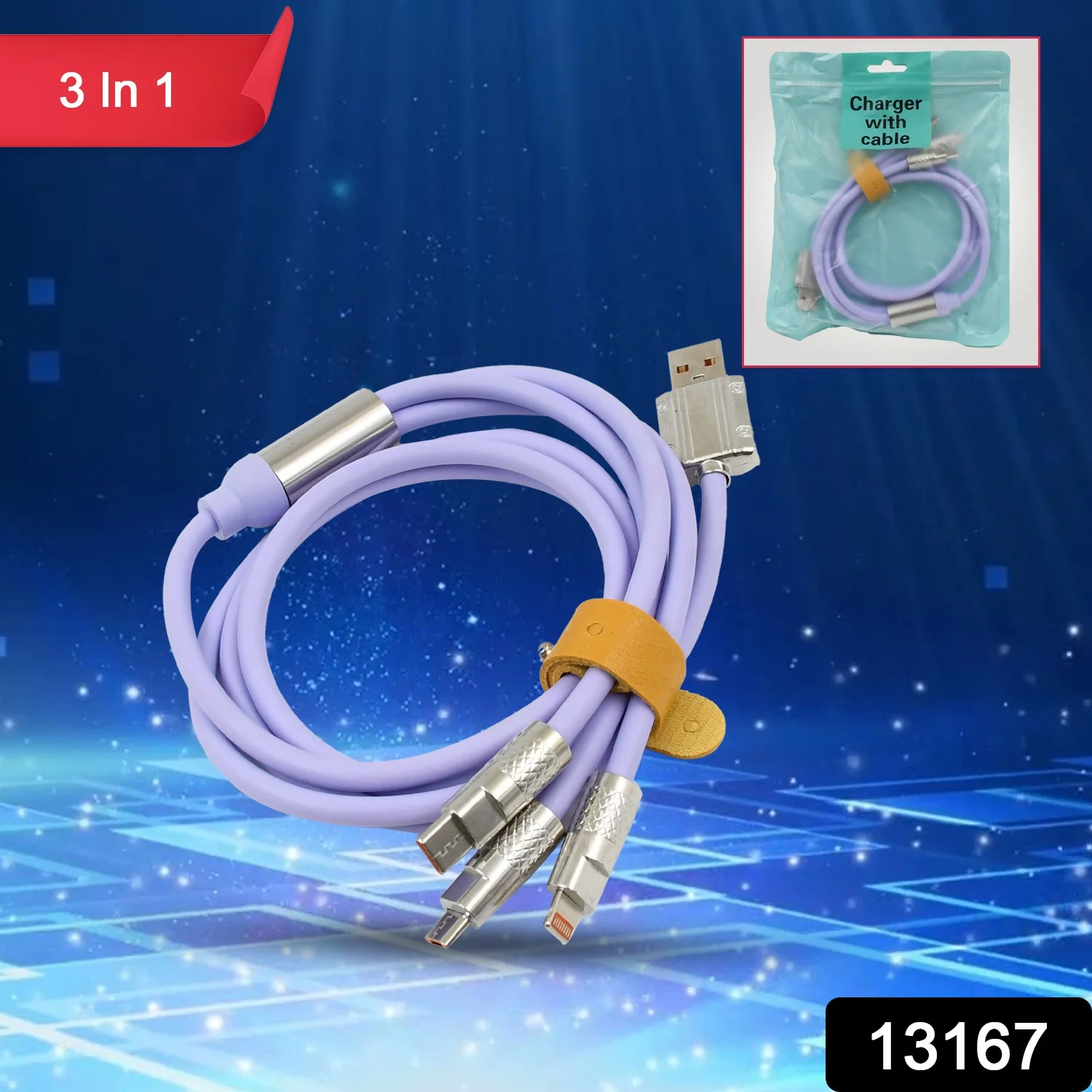 3 in 1 Multi Super Fast Charging Cable (1 Pc / 120 CM Long) - Image 2