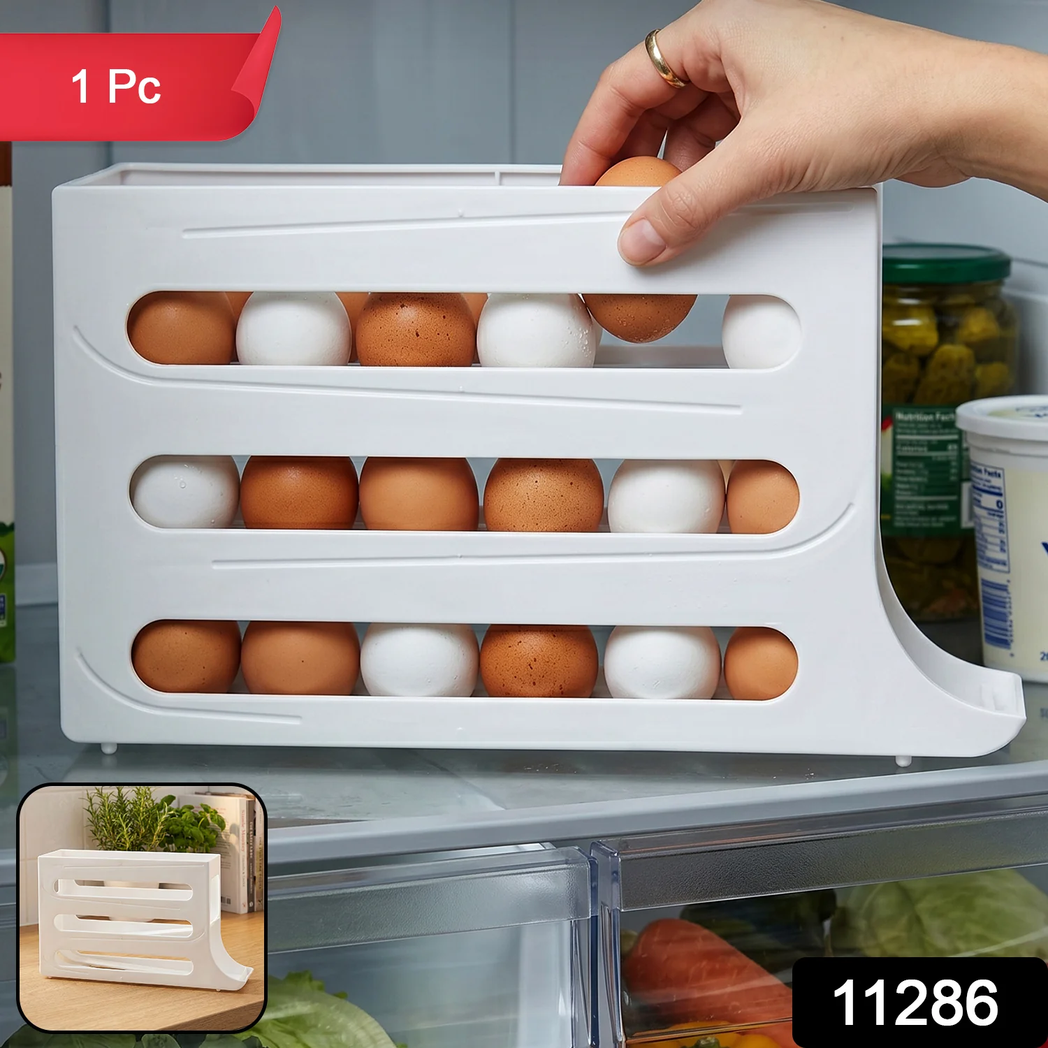 Space Saving Plastic Egg Storage Tray Organizer (1 Pc) - Image 2