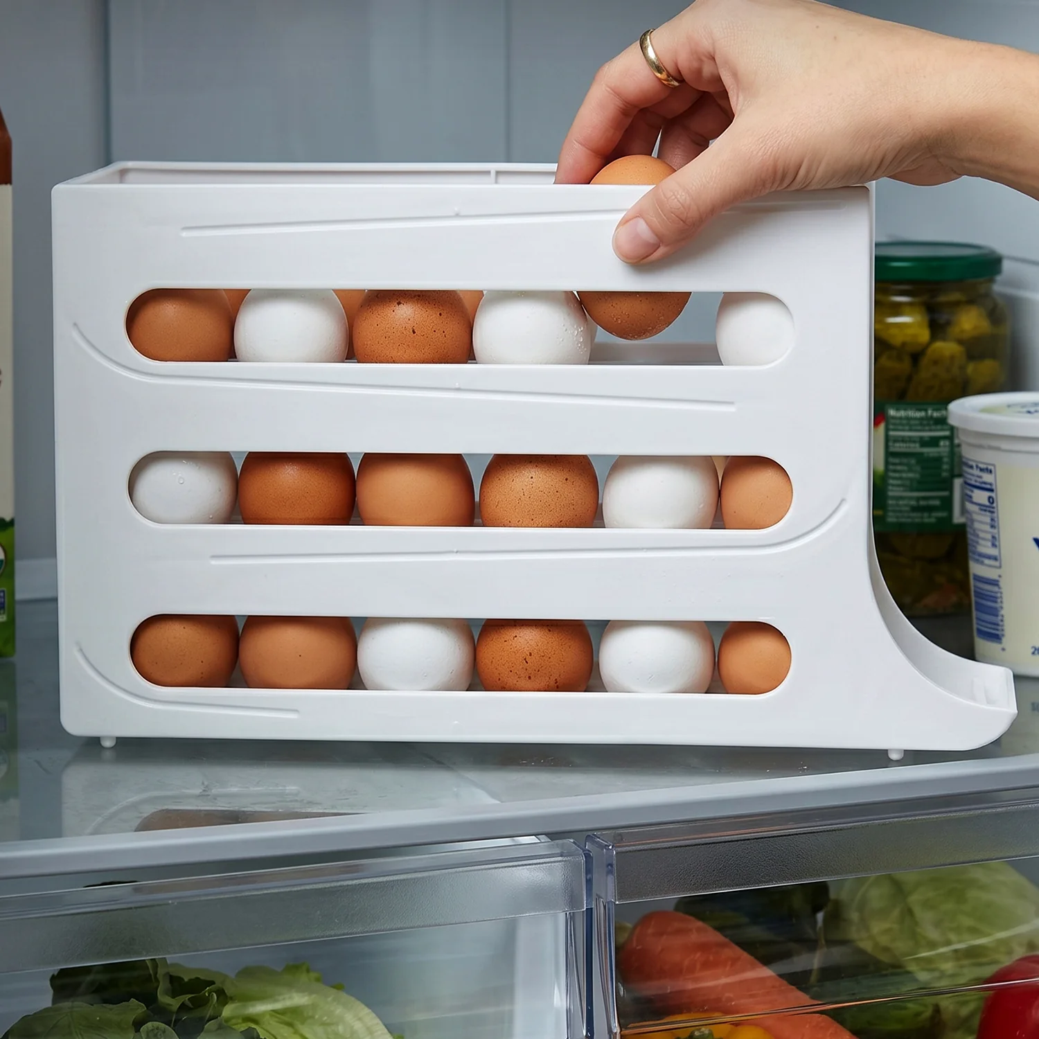 Space Saving Plastic Egg Storage Tray Organizer (1 Pc) - Image 3