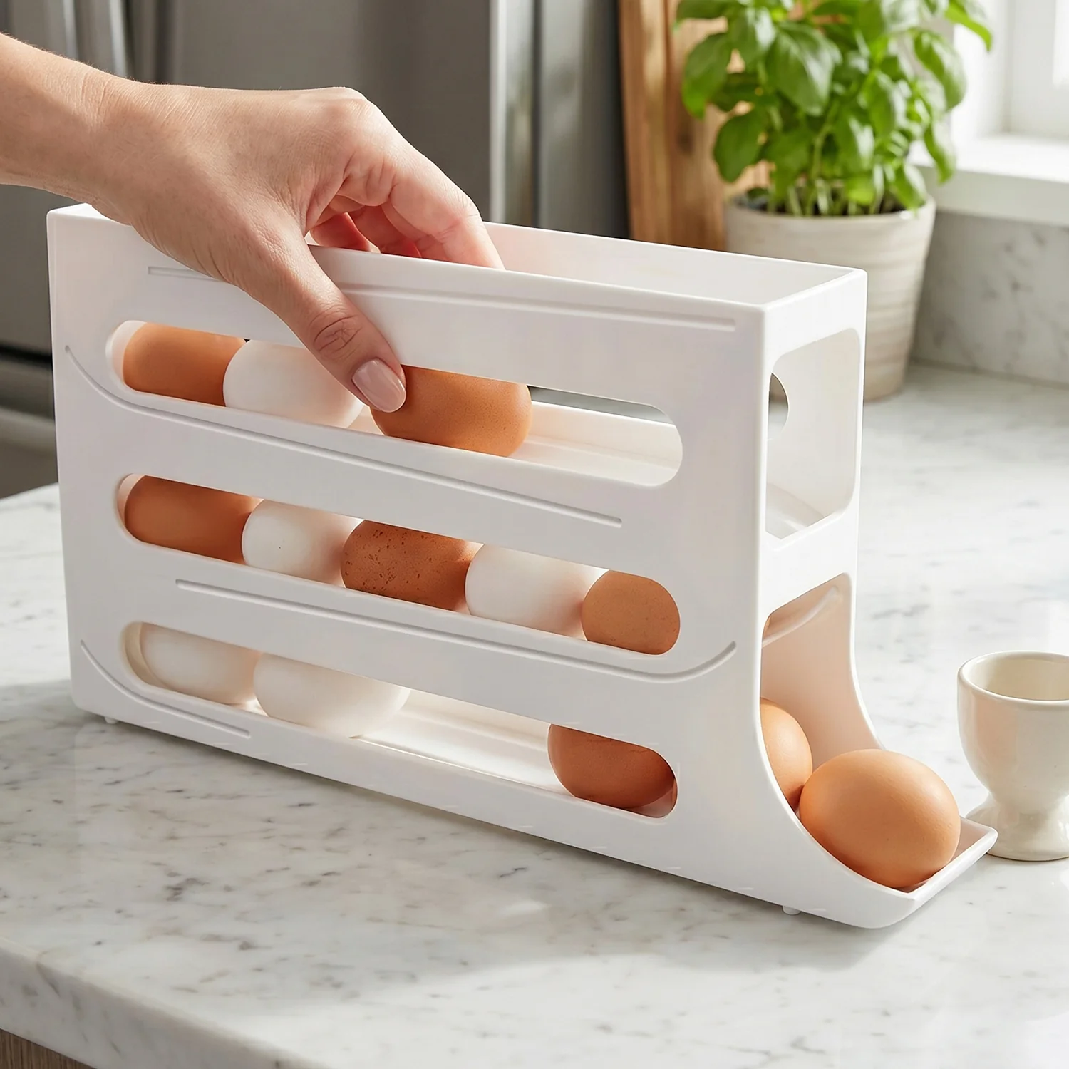 Space Saving Plastic Egg Storage Tray Organizer (1 Pc) - Image 4