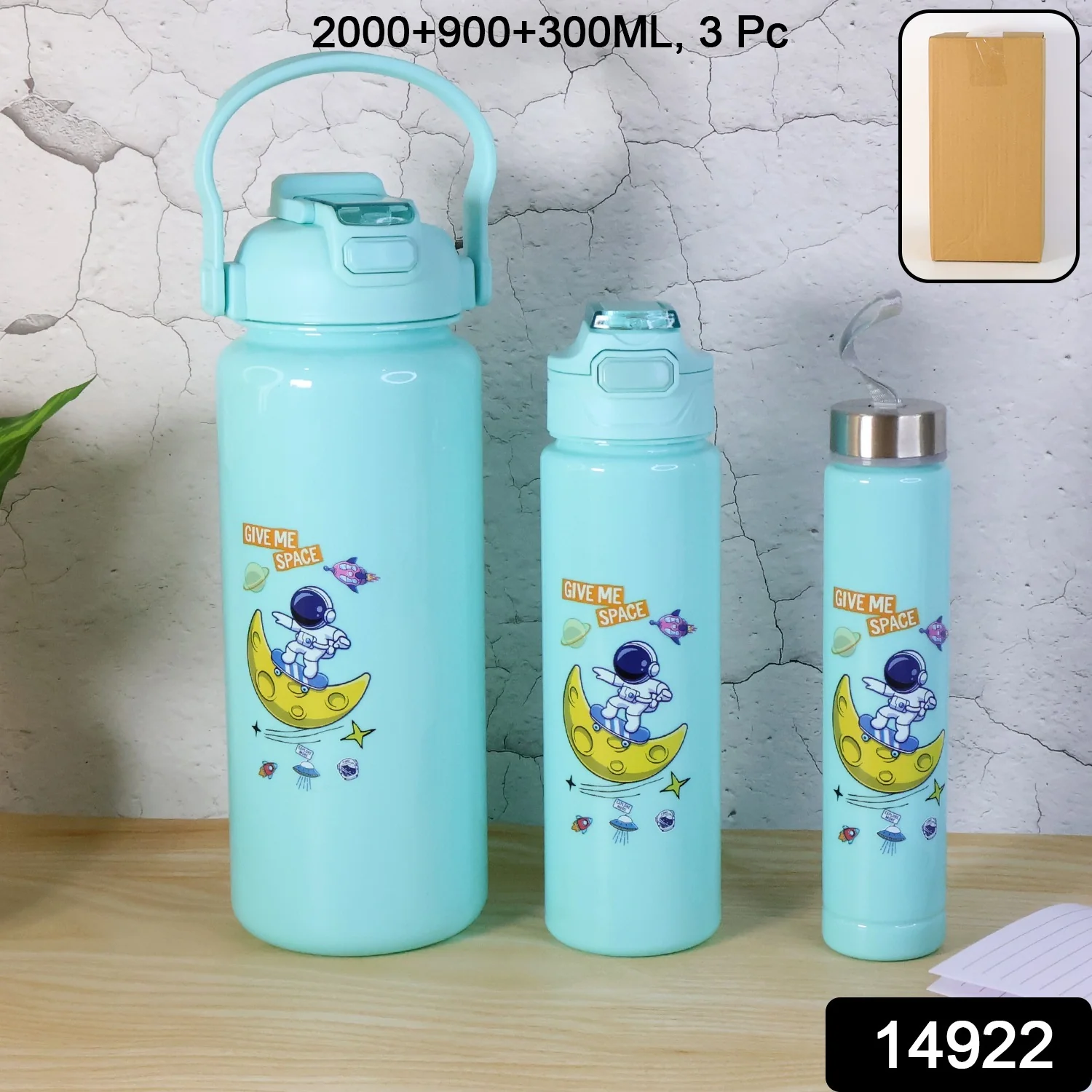 Premium Water Bottles 2000ml + 900ml + 300ml  - (Set) - Image 2