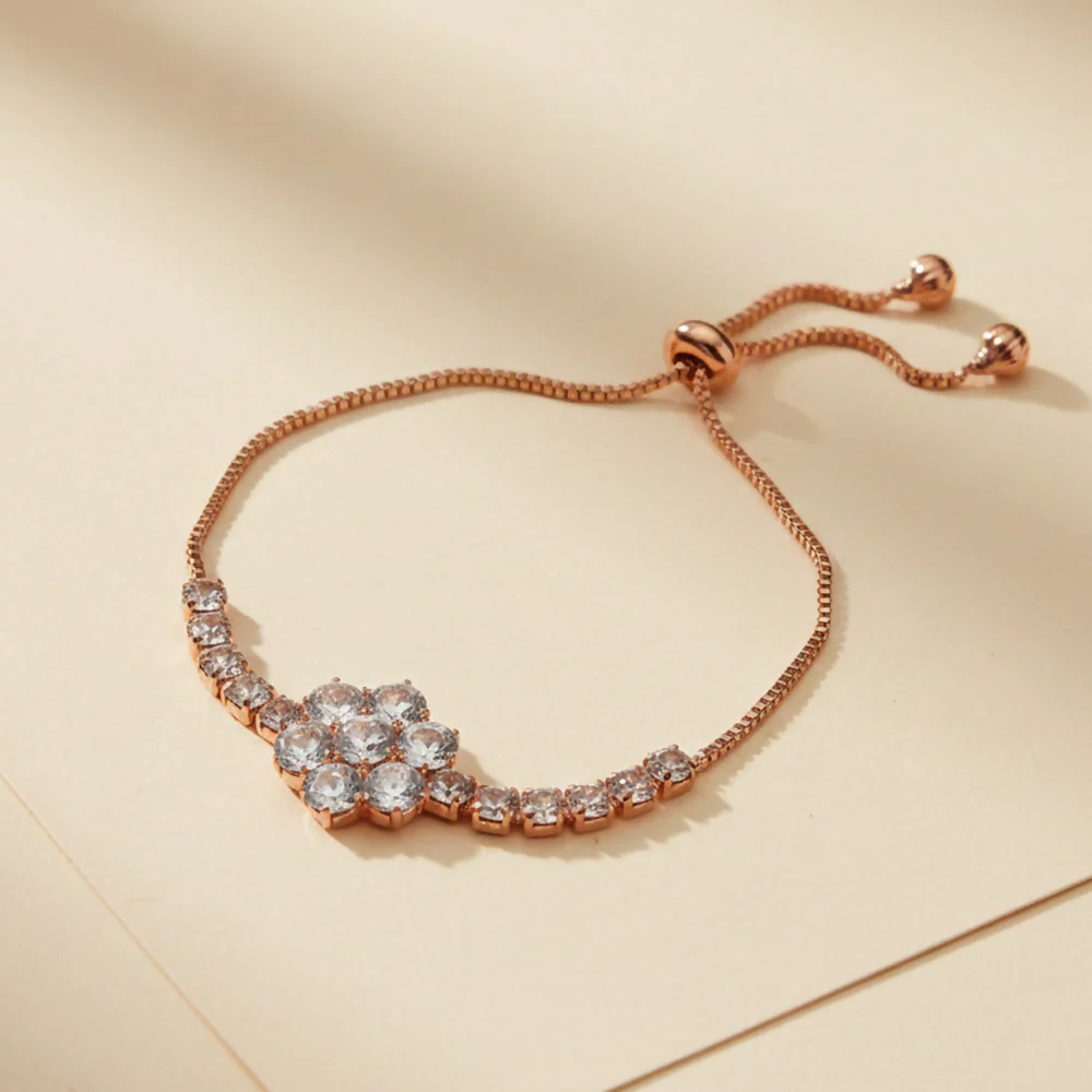 Sparkling AD Bracelet With Floral Design - Image 2
