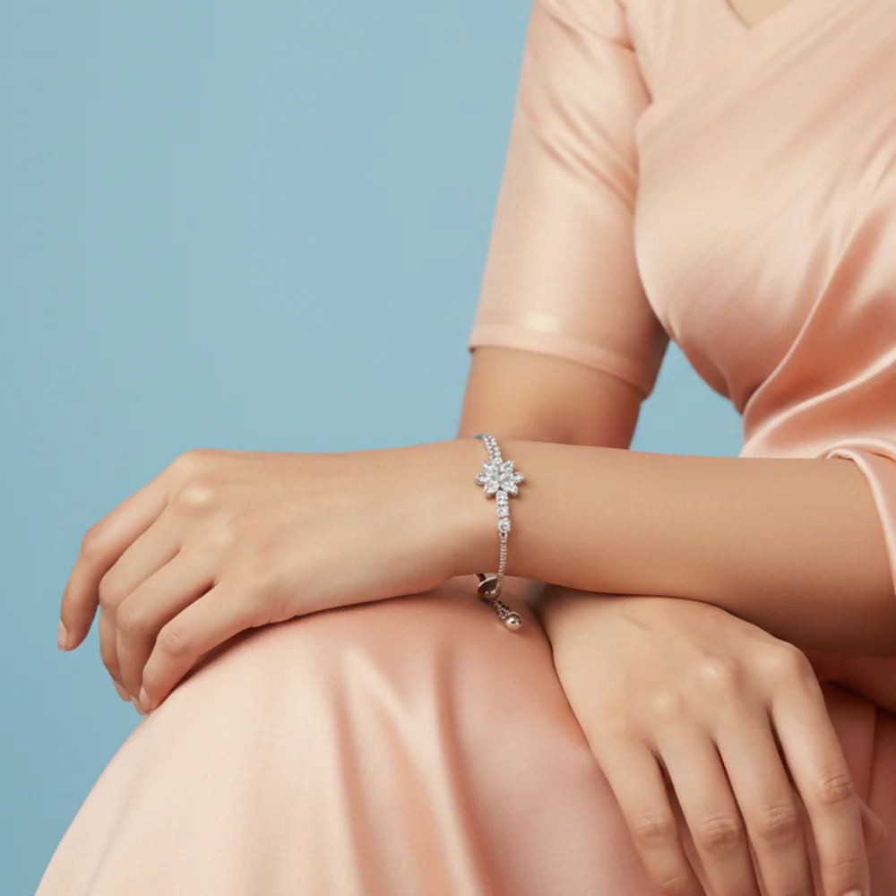 Sparkling AD Bracelet With Floral Motif - Image 2