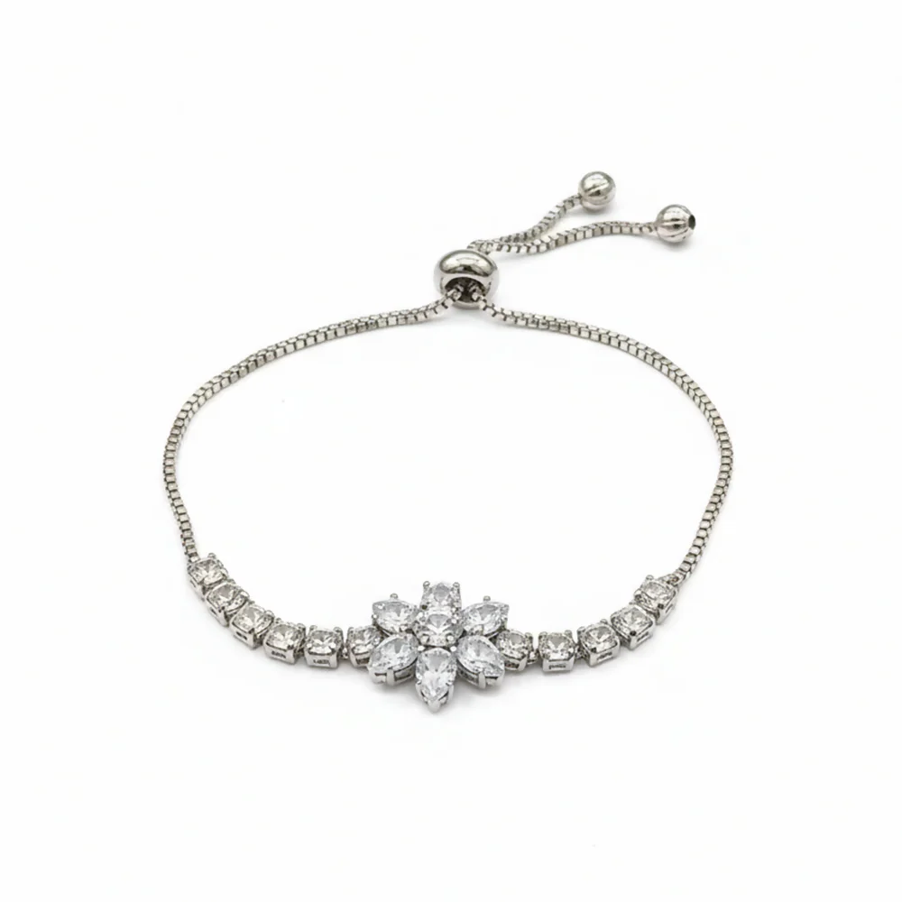 Sparkling AD Bracelet With Floral Motif - Image 4