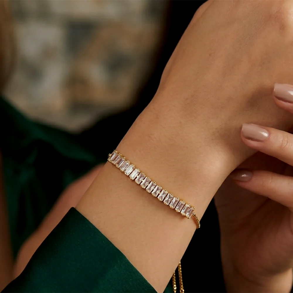 Sparkling Gold Finish AD Bracelet for women - Image 2