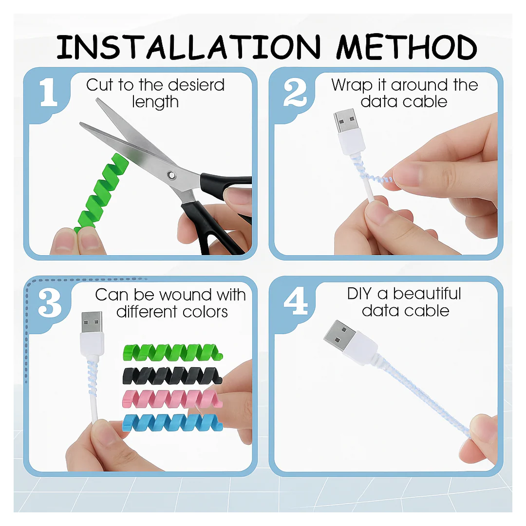 Spiral Charger Spring Cable Protector Data Cable Saver (Pack of 4) - Image 3