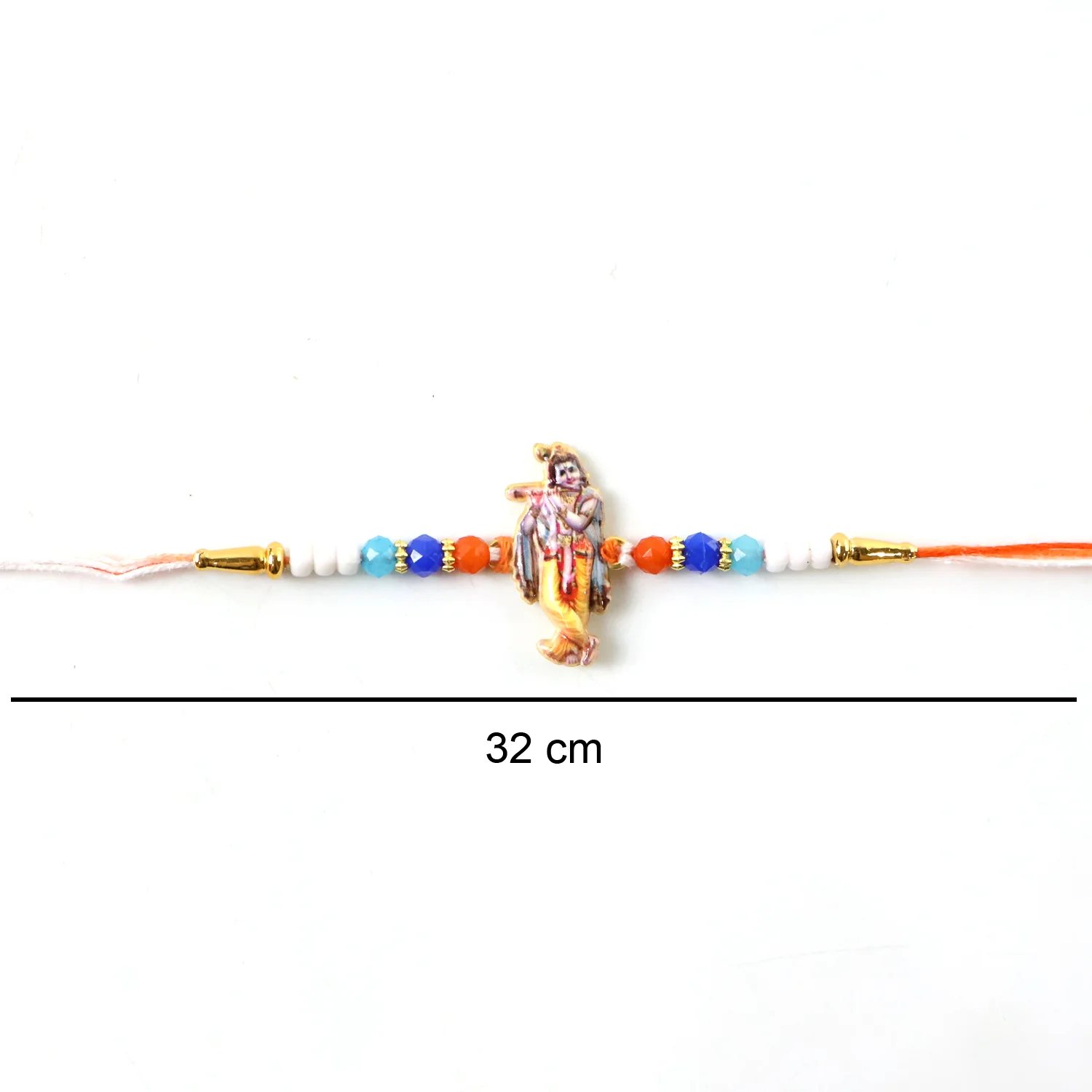 Spiritual Designer Rakhi with Lord Krishna Flute Playing Idol (1 Pc) - Image 7