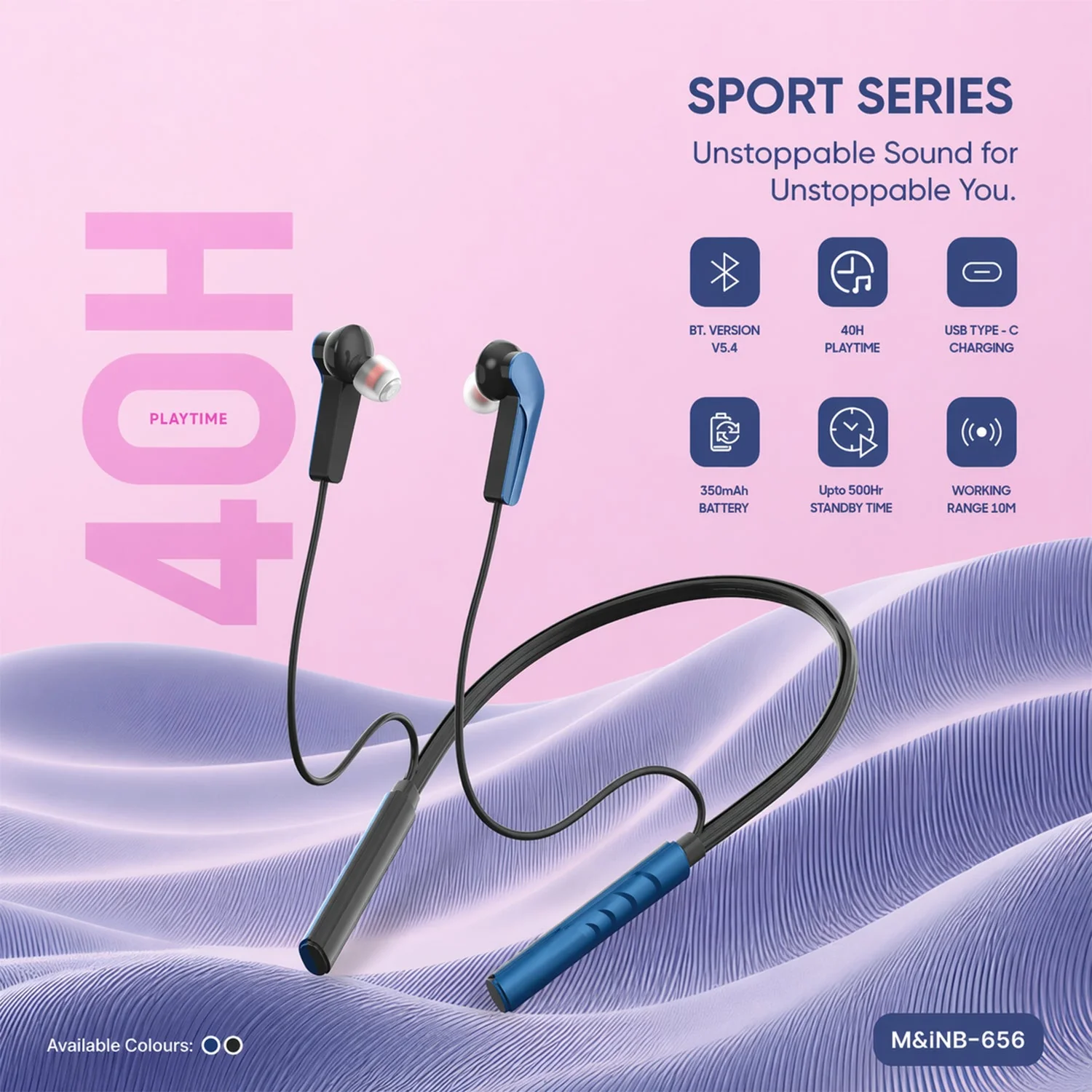 Sport Series Wireless Stereo Bass Neckband Earphones, Neck band (1 Pc) - Image 3